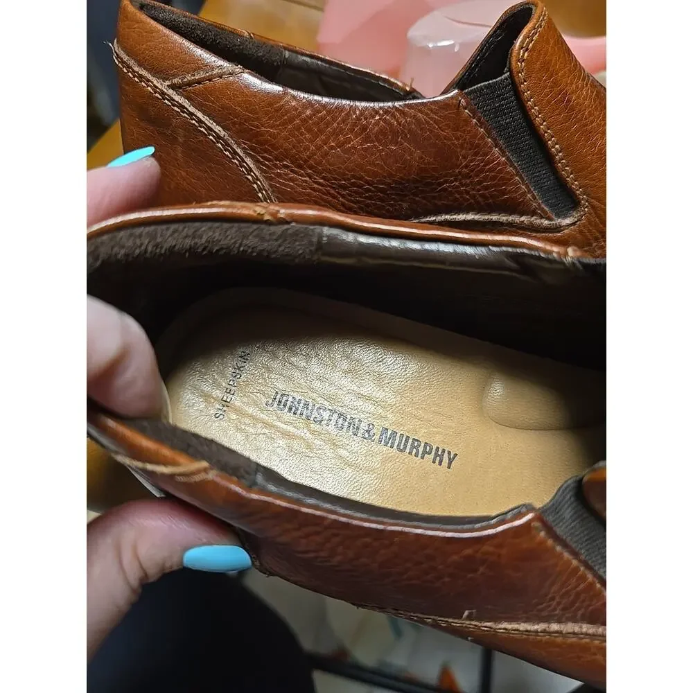 Johnston & Murphy Macomb Brown Sheepskin Leather Business Dress Shoes Mens 11.5M